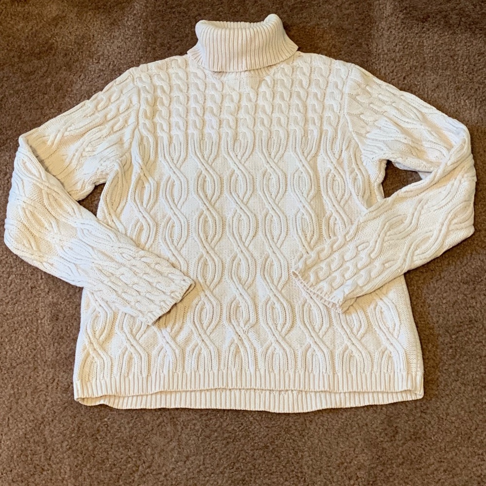 Wainscott cream cotton turtleneck sweater